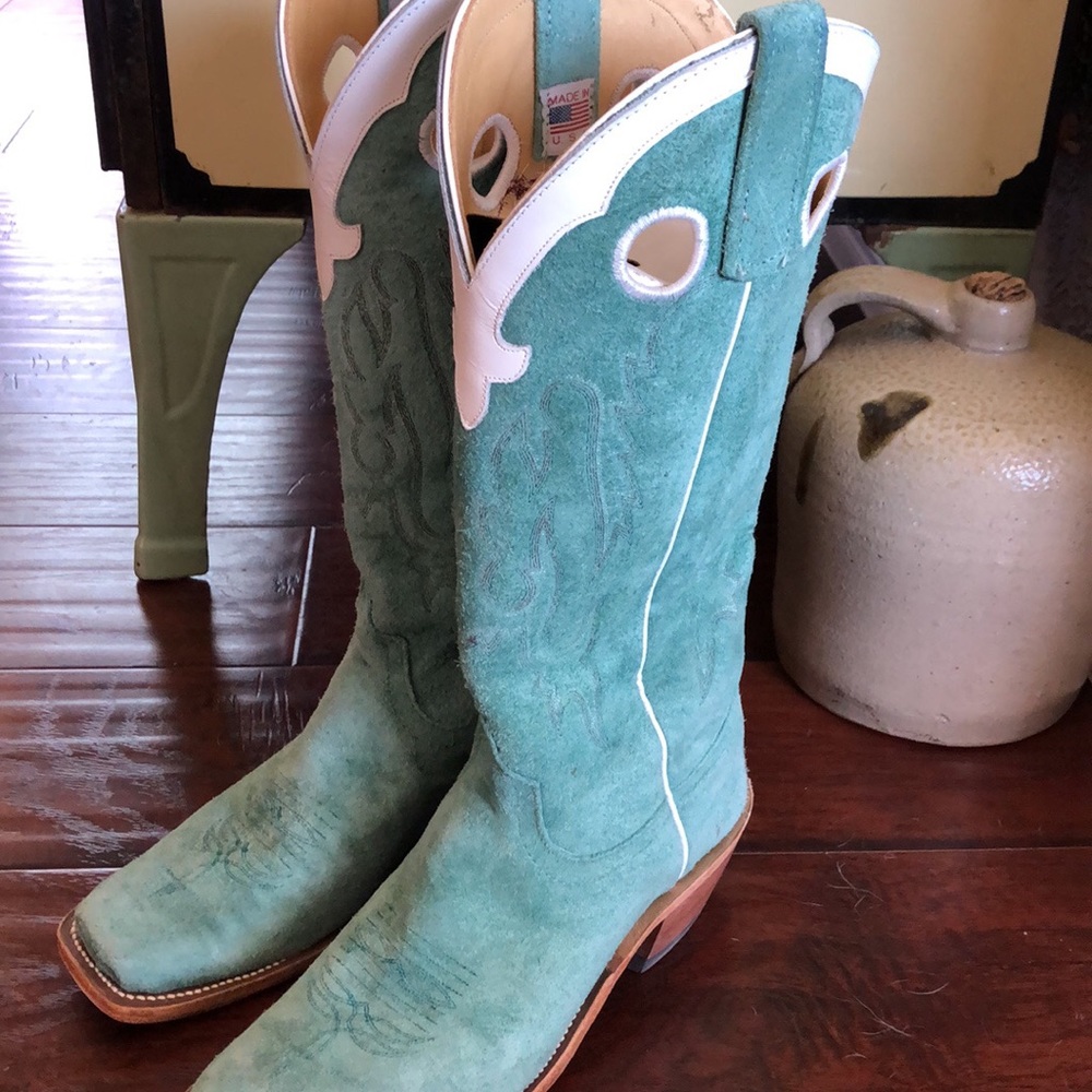 COPY - Anderson Bean size 10 TEAL rough out boots